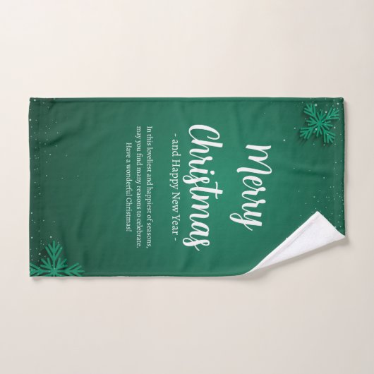 Groen en Wit Eenvoudige Kerstdag en Nieuwjaar Handdoek (Handdoek)