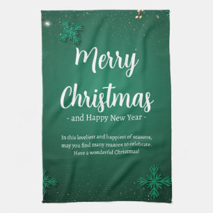 Groen en Wit Eenvoudige Kerstdag en Nieuwjaar Theedoek