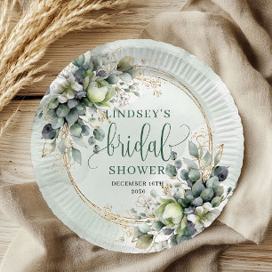 Groen En Wit Eucalyptus Bruidsdouche Papier Papieren Bordje