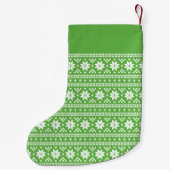 Groen en Wit Fair Isle Monogram Kleine Kerstsok (Achterkant)