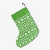 Groen en Wit Fair Isle Monogram Kleine Kerstsok (Achterkant (Hangend))