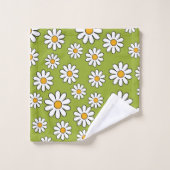 Groen en wit Floral Daisy Pattern Bad Handdoek (Wasdoekje)