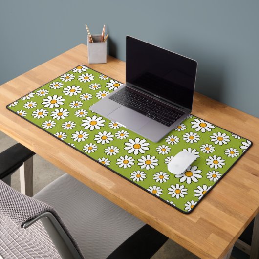 Groen en wit Floral Daisy Pattern Bureaumat (Kantoor 2)
