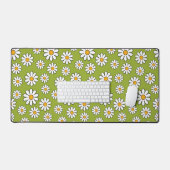 Groen en wit Floral Daisy Pattern Bureaumat (Keyboard & Muis)