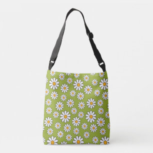 Groen en wit Floral Daisy Pattern Crossbody Tas