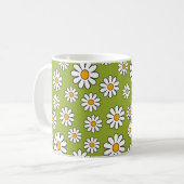 Groen en wit Floral Daisy Pattern Koffiemok (Voorkant links)