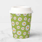 Groen en wit Floral Daisy Pattern Papieren Bekers (Achterkant)