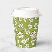 Groen en wit Floral Daisy Pattern Papieren Bekers (Rechts)