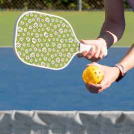 Groen en wit Floral Daisy Pattern Pickleball Paddle