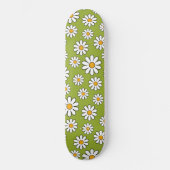 Groen en wit Floral Daisy Pattern Skateboard (Voorkant)