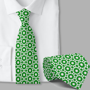 Groen en wit geometrisch patroon Iers Stropdas