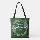 Groen en Wit Gepersonaliseerd Bruidsmeisje Boho Tote Bag (Achterkant)