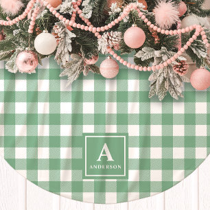 Groen en wit geruit katoen monogram kerstboom rok