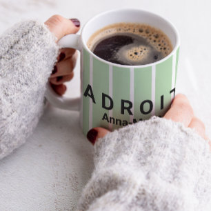 Groen en wit gestreept lofdesign koffiemok