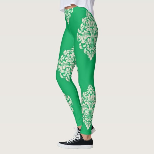 Groen en wit gestreepte leggings wit en groen (Links)