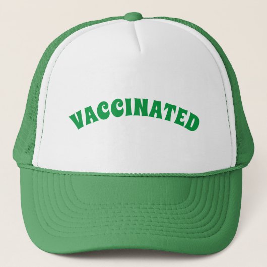 Groen en wit gevaccineerd trucker pet (Voorkant)