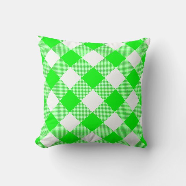 Groen en wit Gingham op een piloot Kussen (Voorkant)