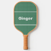 Groen en Wit Gingham Patroon Modern Monogram Pickleball Paddle (Voorkant)