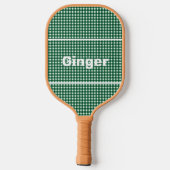Groen en Wit Gingham Patroon Modern Monogram Pickleball Paddle (Achterkant)