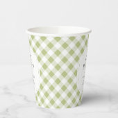 Groen en Wit Gingham Pattern Oh Baby shower Papieren Bekers (Links)