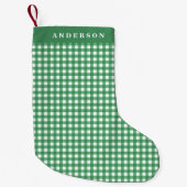  Groen en Wit Gingham Pset Gepersonaliseerd Kleine Kerstsok (Voorkant)