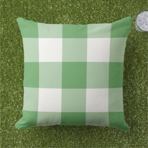 Groen en wit Gingham Pset Pattern Buitenkussen