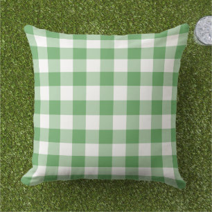 Groen en wit Gingham Pset Pattern Buitenkussen