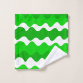 Groen en wit horizontaal golvenpatroon bad handdoek (Wasdoekje)