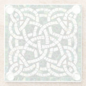 Groen en Wit Keltisch Knoopsteen Mozaïek Glazen Onderzetter (Achterkant)