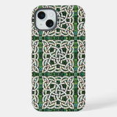 Groen en Wit Keltisch Knoopsteen Mozaïek iPhone Hoesje (Achterkant)