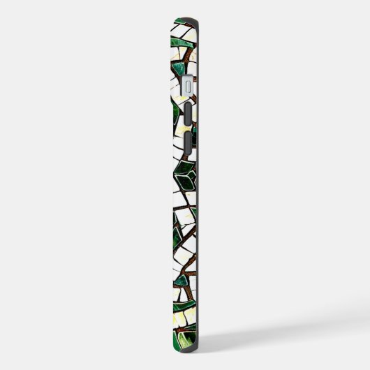 Groen en Wit Keltisch Knoopsteen Mozaïek iPhone Hoesje (Linkerkant)