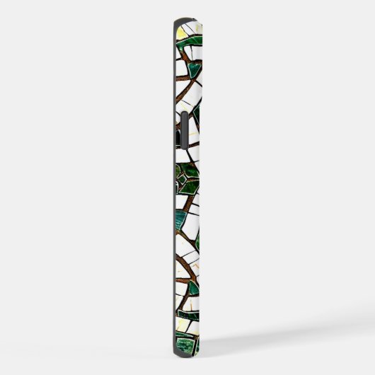 Groen en Wit Keltisch Knoopsteen Mozaïek iPhone Hoesje (Rechterkant)