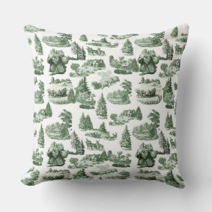 Groen en wit Kerst toile esthetiek Kussen
