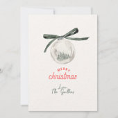  groen en wit kerstbal feestdagenkaart (Voorkant)