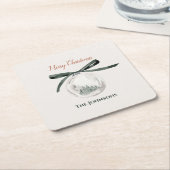  groen en wit kerstbal Onderzetter Set (Schuin)