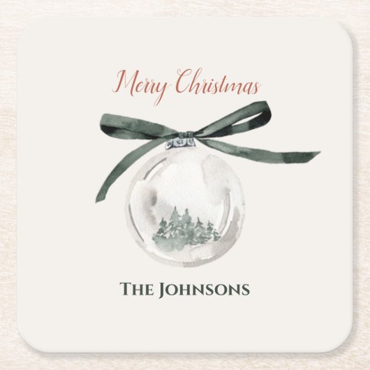  groen en wit kerstbal Onderzetter Set (Voorkant)