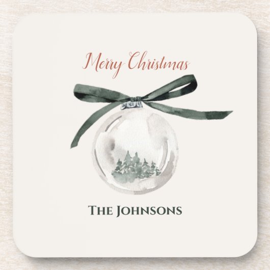  groen en wit kerstbal Onderzetter Set (Voorkant)