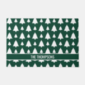 Groen en wit kerstboompatroon en tekst deurmat (Voorkant)