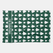 Groen en wit kerstboompatroon en tekst theedoek (Horizontaal)