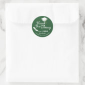 Groen en Wit Klasse van 2025 Afstuderen Bedankt Ronde Sticker (Tas)