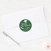 Groen en Wit Klasse van 2025 Afstuderen Bedankt Ronde Sticker (Envelop)
