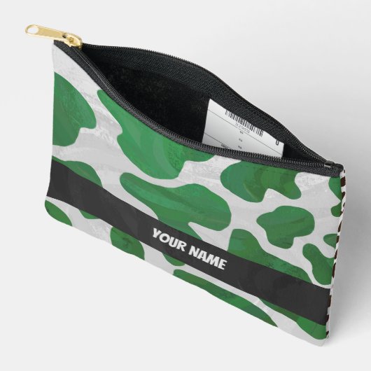 Groen en Wit Koe Patroon Etui (Open)