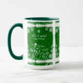 Groen en wit krijt sneeuwman-laat het sneeuwen mok (Links)