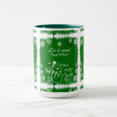 Groen en wit krijt sneeuwman-laat het sneeuwen mok (Midden)