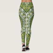 Groen en Wit Mandala Patroon Ontwerp Leggings (Achterkant)