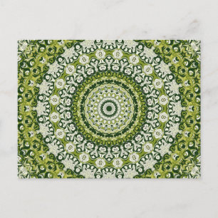 Groen en Wit Mandala Patroonontwerp Briefkaart