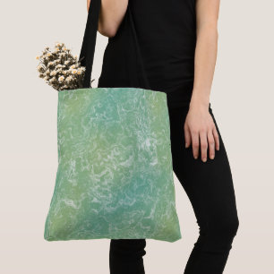 Groen en Wit Marmeren Swirl Abstract Draagtas