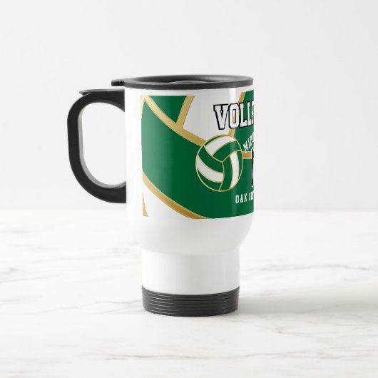 Groen en wit met goudvolleybalsport reisbeker (Links)