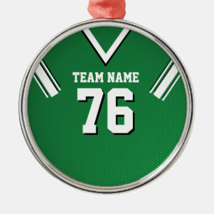 Groen en wit met zwart Football Metalen Ornament