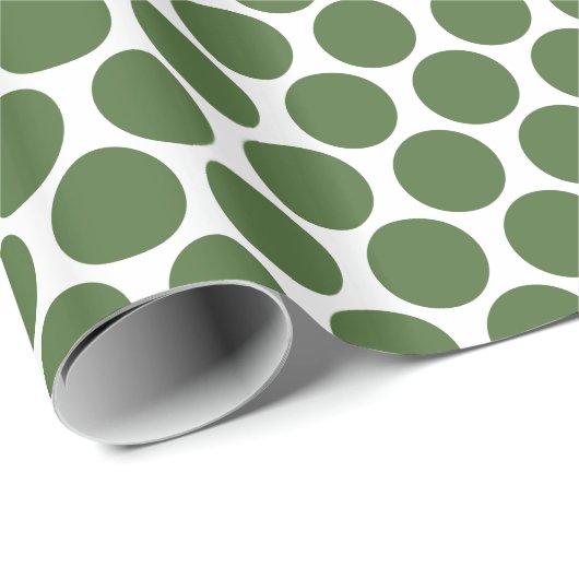 Groen en Wit Mod Big Polka Dots Cadeaupapier (Rol Hoek)